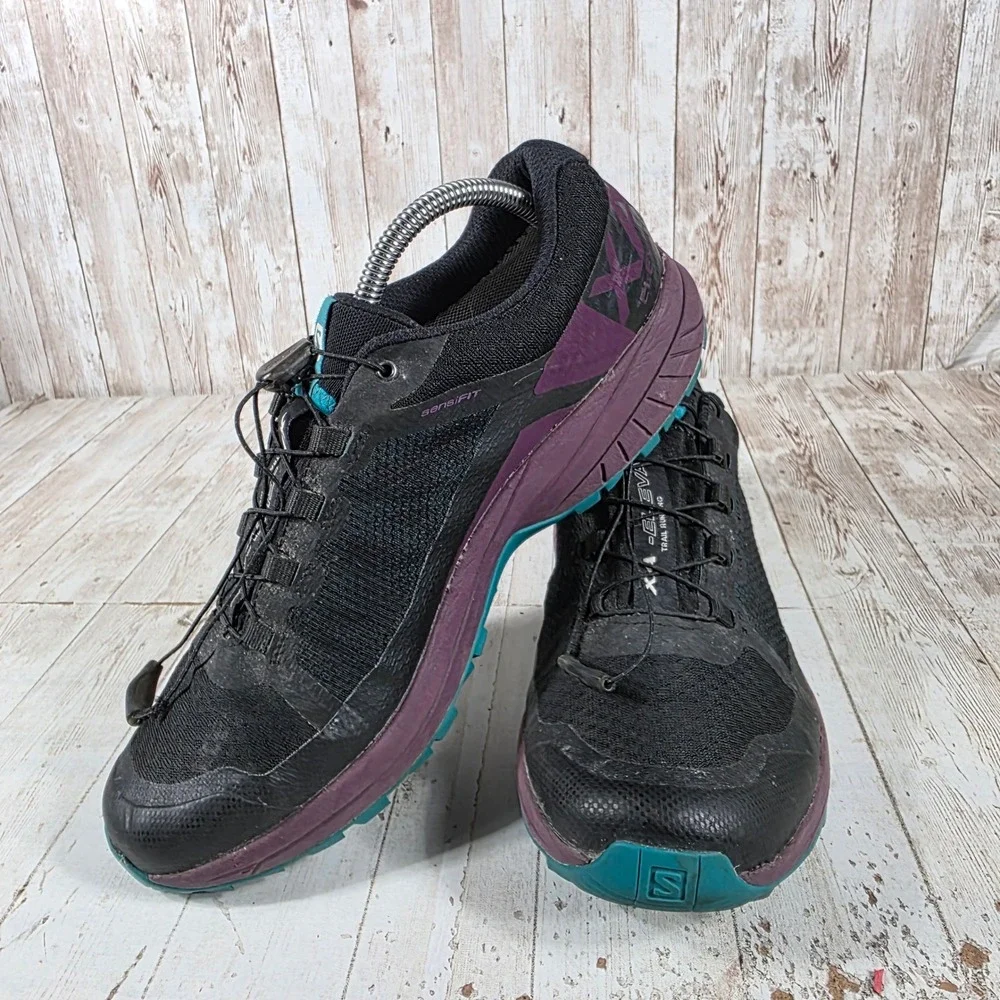 Salomon XA Elevate GTX Womens Trail Running Shoes Black Purple Gore-Tex 10